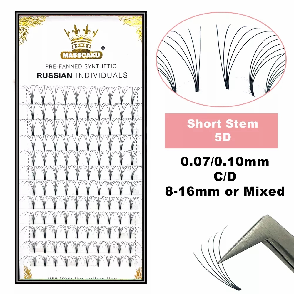 Eyelash Extension Russian Volume - MASSCAKU Premade 러시아어 볼륨 짧은 줄기