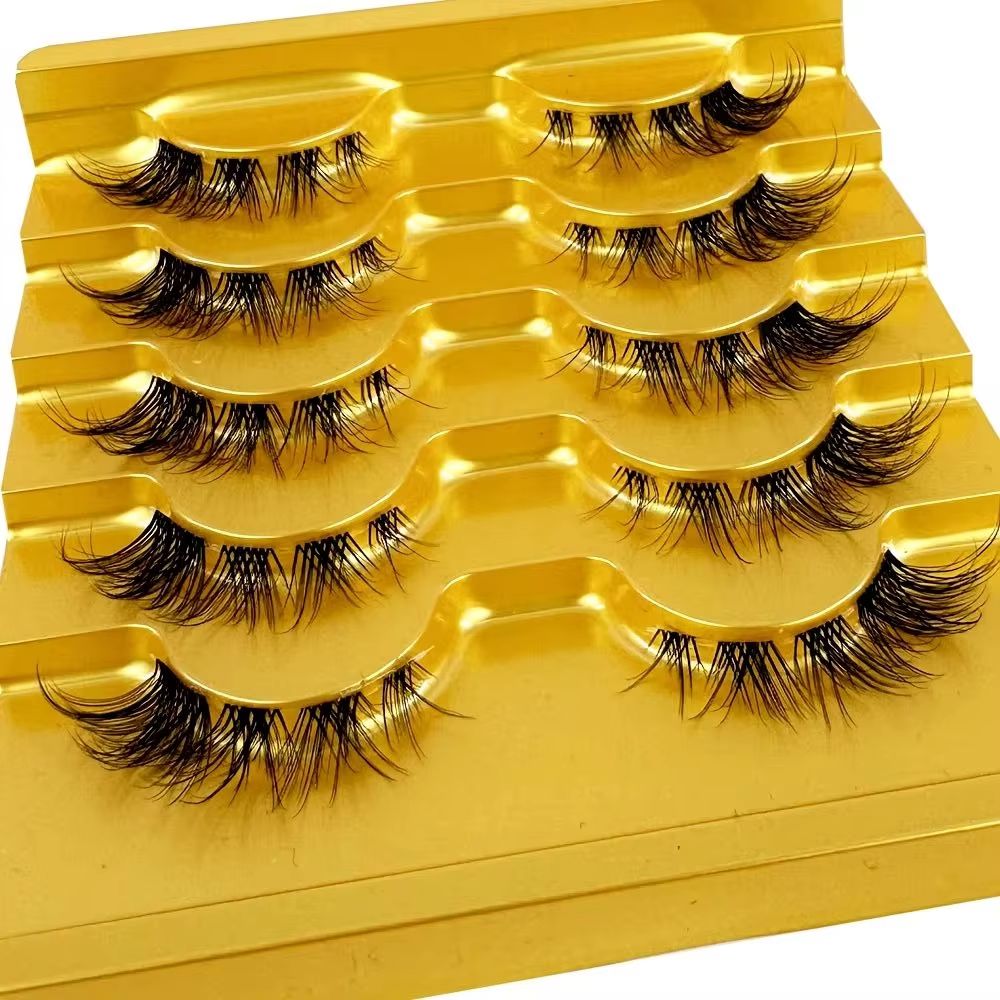 Eyelash Extension For Big Eyes - 5쌍 밍크 속눈썹 투명 밴드 속눈썹
